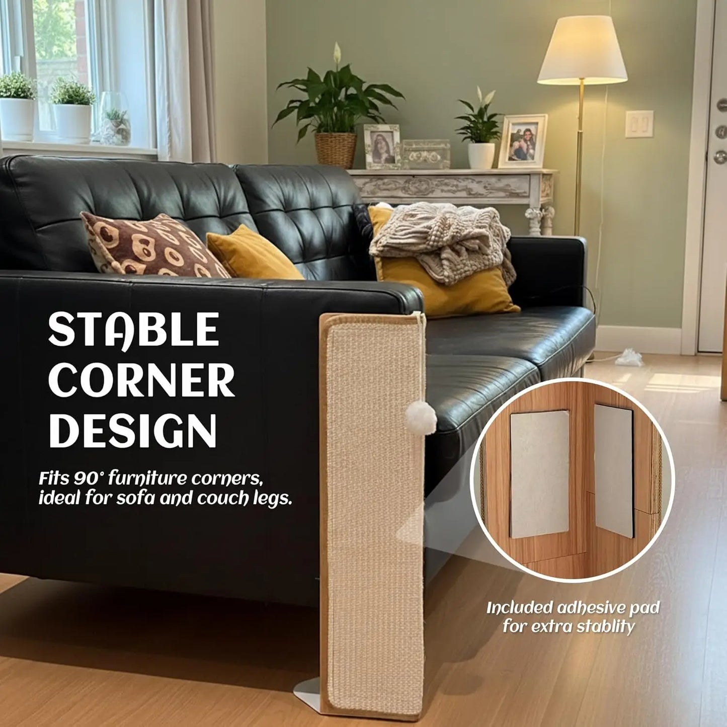 L-Shape Cat Scratcher with Sisal, Vertical Scratch Pad for Indoor Cats, Furniture Protector with Catnip