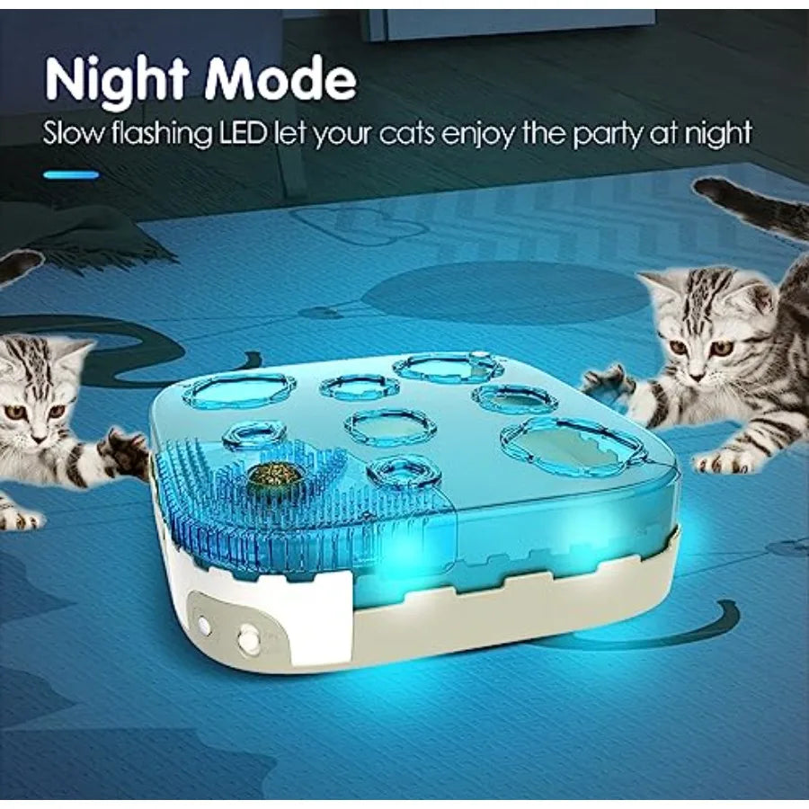 7-in-1 Interactive Cat Toy Motion Activated Indoor Playset with Rechargeable Automatic Pop Bounce Cat Ball Feather Palm Tree Wa