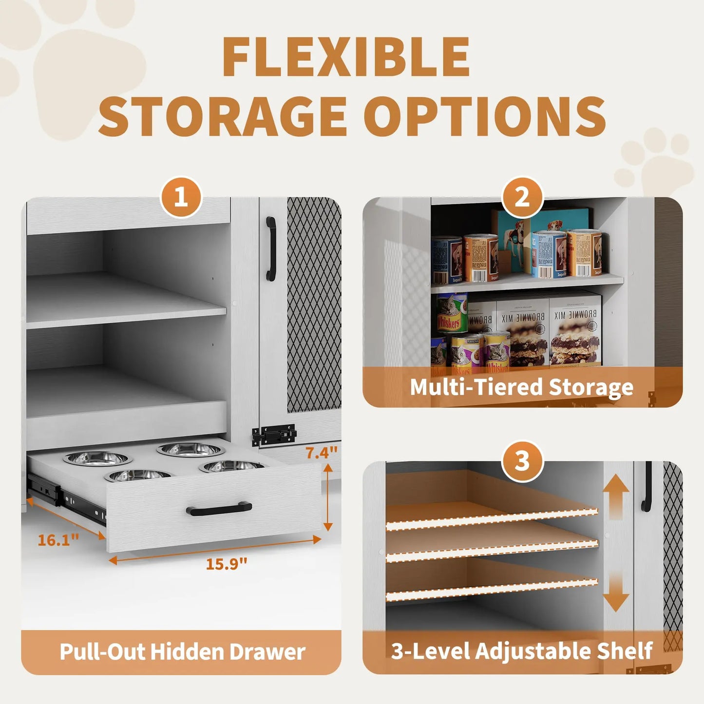 91 Inch Large Double Dog Crate Furniture TV Stand With Feeding Station Storage Heavy Duty Kennel For 2 Dogs