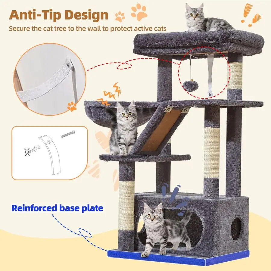 Taoqimiao Cat Tree,38.5Inch Cat Tower for Indoor Cats,Suitable for Kittens with Luxurious cat condo with Adjustable Baskets and