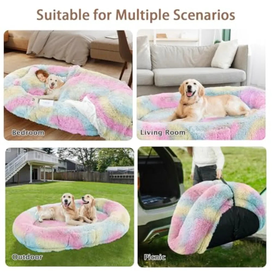 Human Dog Bed 71''x45''x12'' Size Fits Adult and Pet Washable Giant People Bed 10 CM Thick Memory Foam Large Oversize Pet Bed w
