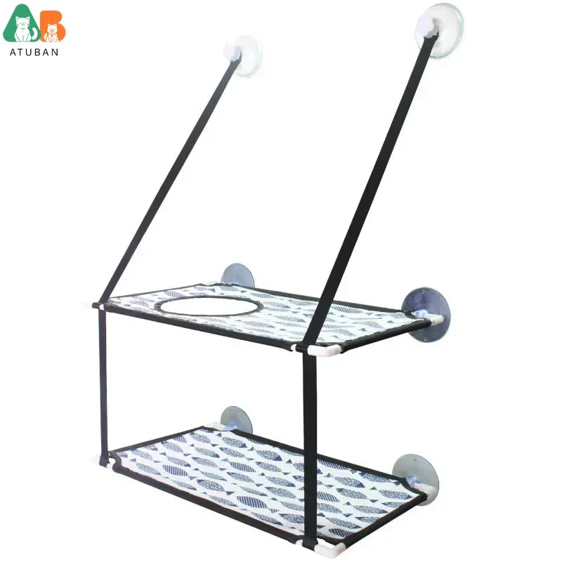 ATUBAN Cat Window Perch, Stable Hammock Holds up to 55 LBS & 360° Sunbath with 2 Screw Suction Cups & Easy to Assemble for Cats