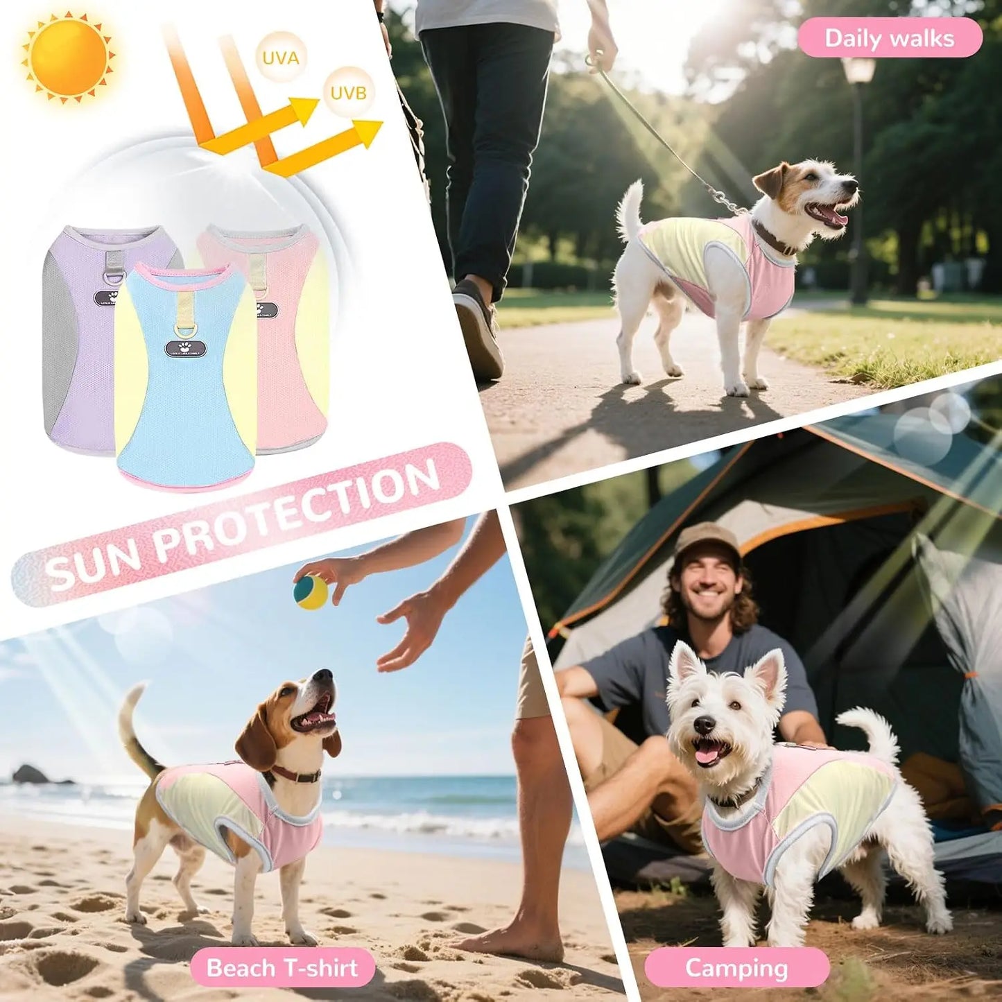 Dog Cooling Vest with D-Ring, Sun Protection Shirt for Small Dogs, Lightweight Breathable Summer Clothes