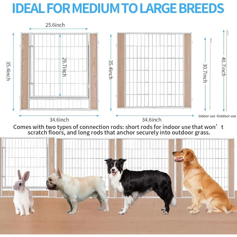 Heavy Duty Dog Playpen Indoor Outdoor Pet Fence Enclosure for Medium and Small Dogs - Foldable Puppy Exercise