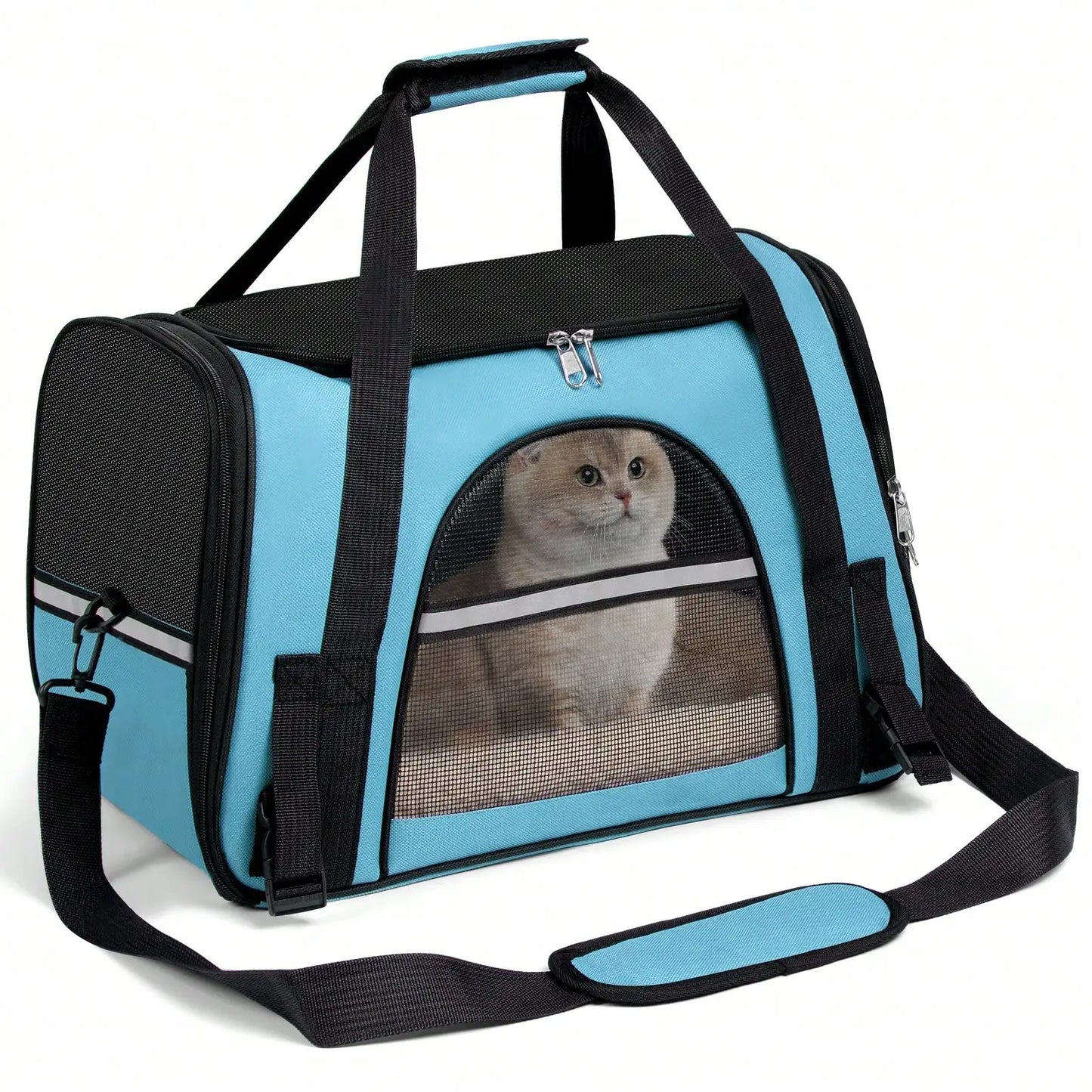 Breathable Pet Carrier Bag Airline Approved Foldable Pet Travel Carrier Secure Anti Escape Zipper Ventilated Spacious Collapsible Cat Dog Carrier Handbag With Shoulder Strap For Small Puppy Kitten Outdoor Car Travel