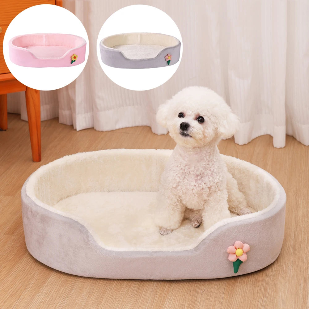 Round Medium Dog Basket Soft Detachable Winter Warm Small Dog Bed Elastic Dog Cushion House Cat Bed Kennel Accessories
