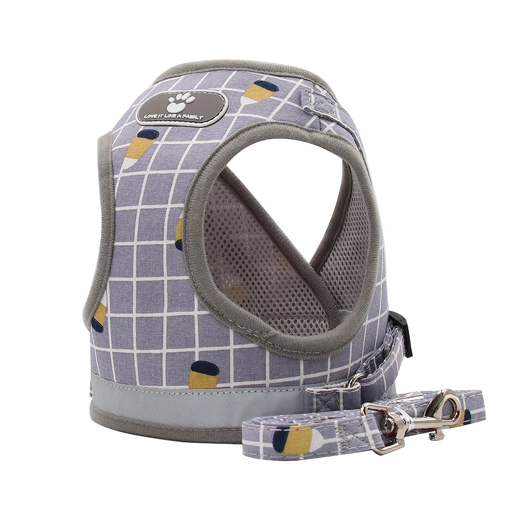 Pet Puppy Harness with Leash, Cat Collar, Breathable Dog Harness, Reflective Dog Leash, Poodle Pet Supplies