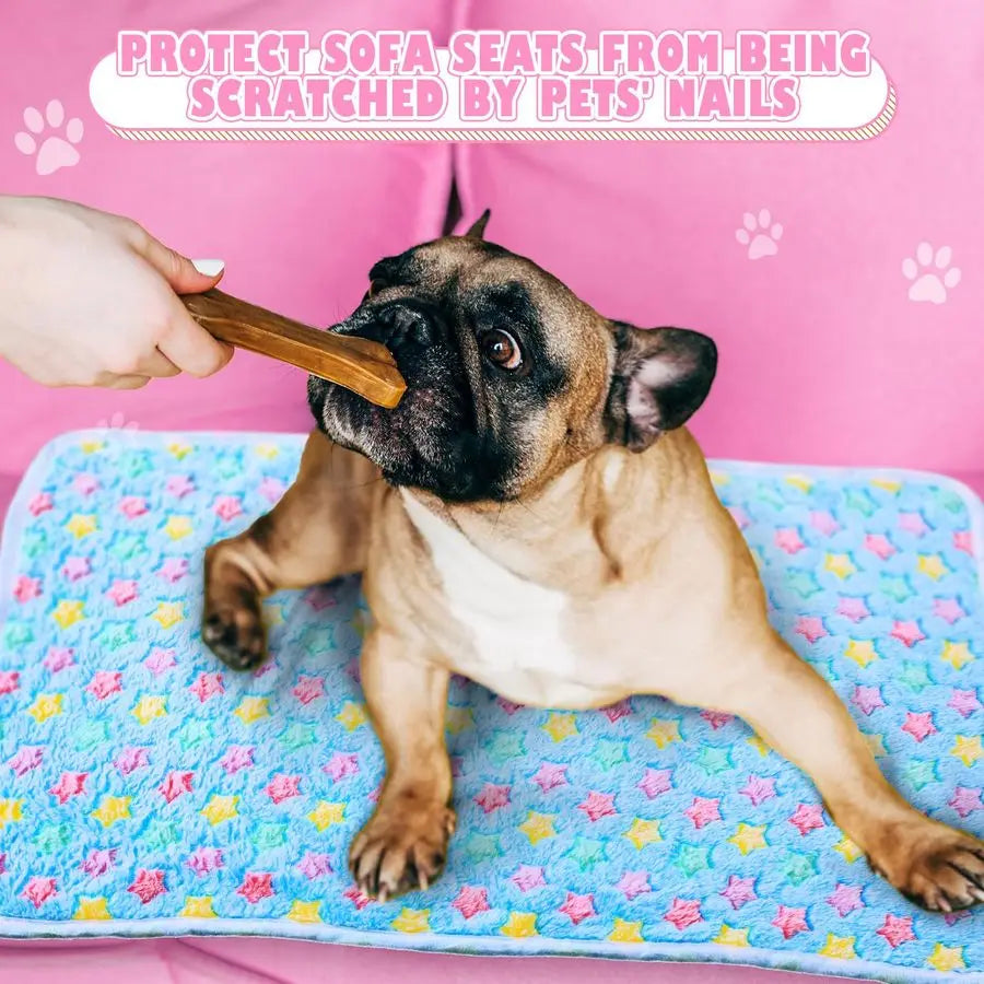 18 Pcs Fleece Pet Blanket Soft Warm Sleep Mat Fluffy Cute Puppy Supplies Paw Bone Star Elephant Dot Heart Print Design Bed Blank