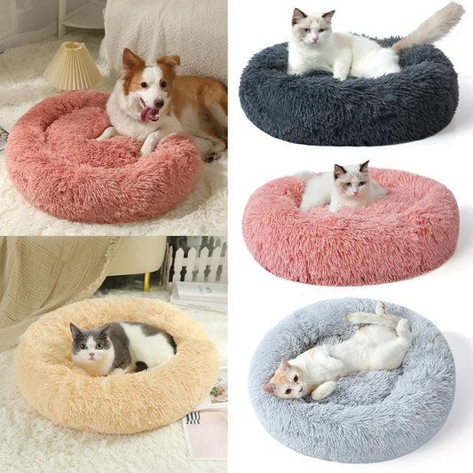 Home Plush Pet Nest Winter Cat Nest Dog Nest Warm Detachable and Washable Round Cat Nest Pet Bed Seasonal Universal Decoration