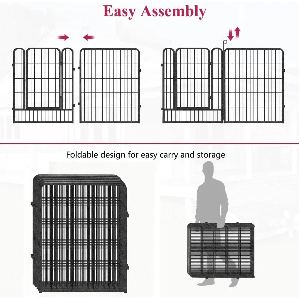 Dog Playpen Outdoor Dog Fence for Yard,  Pens Outside Anti-Rust Pet Playpen Exercise Pen with Lock for Large