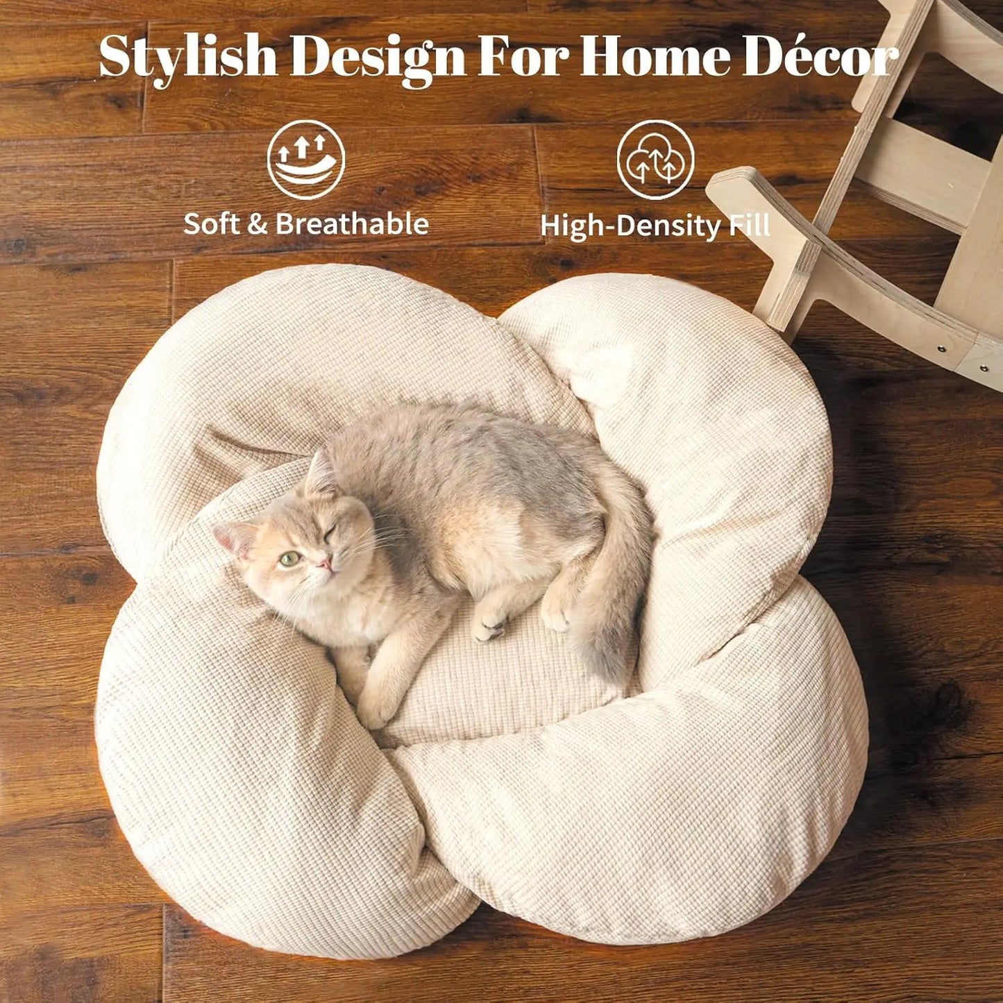 Elevated Cat Bed Wooden with Cushion Fluffy Pet Couch Sofa for Indoor Cats Raised Kitty Lounge Chair Suitable for Puppy, Cat