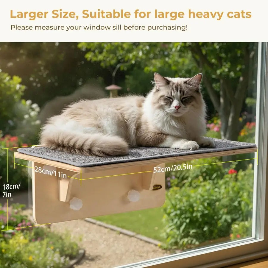 2in1 Large Cat Window Perch amp Wall Shelves, Cat Hammock Window with Solid Wood, Strong Suction Cup, Washable Cover Mat, Window