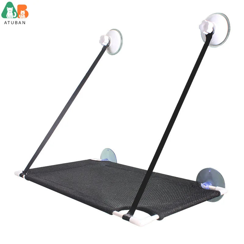 ATUBAN Cat Window Perch, Stable Hammock Holds up to 55 LBS & 360° Sunbath with 2 Screw Suction Cups & Easy to Assemble for Cats