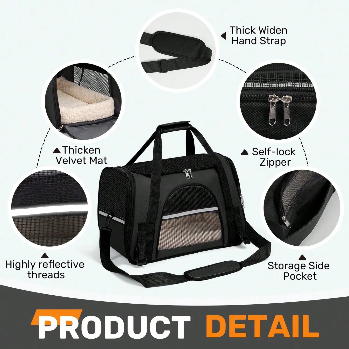 Breathable Pet Carrier Bag Airline Approved Foldable Pet Travel Carrier Secure Anti Escape Zipper Ventilated Spacious Collapsible Cat Dog Carrier Handbag With Shoulder Strap For Small Puppy Kitten Outdoor Car Travel