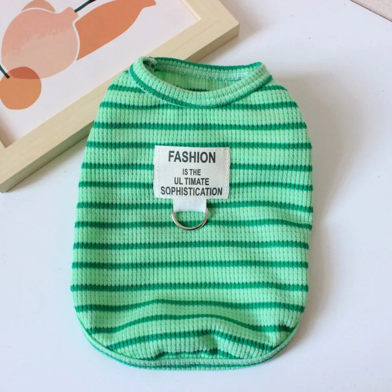 Summer Pet Vest Fashion Simple Striped Dog Shirt Chihuahua Yorkshire Thin Soft Vest Puppy Cat Vest Costume Dog Clothing