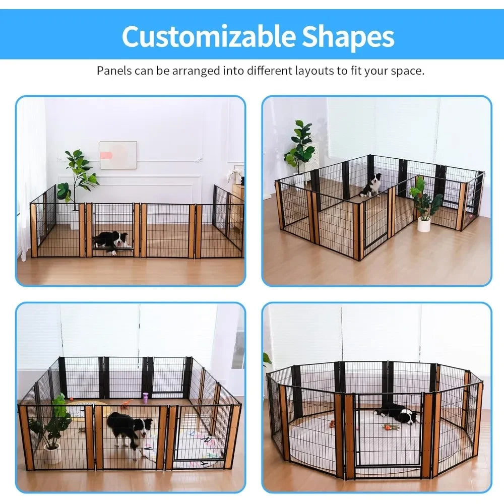 Heavy Duty Dog Playpen Indoor Outdoor Pet Fence Enclosure for Medium and Small Dogs - Foldable Puppy Exercise
