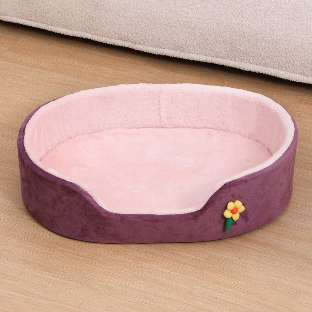 Round Medium Dog Basket Soft Detachable Winter Warm Small Dog Bed Elastic Dog Cushion House Cat Bed Kennel Accessories