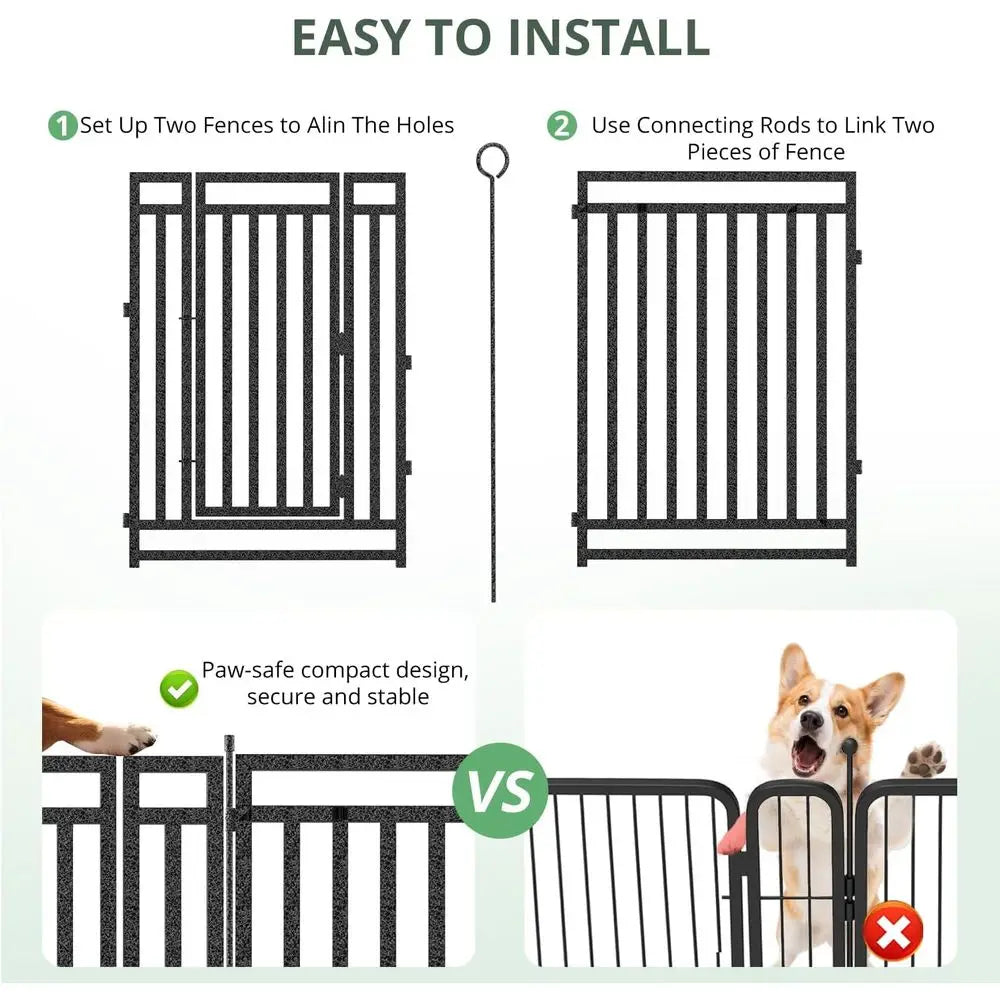 Portable 40 Tall Metal Dog Playpen for Large, Medium, and Small Dogs - Ideal for Outdoor, Indoor, Yard, Camping, and RV - Black-