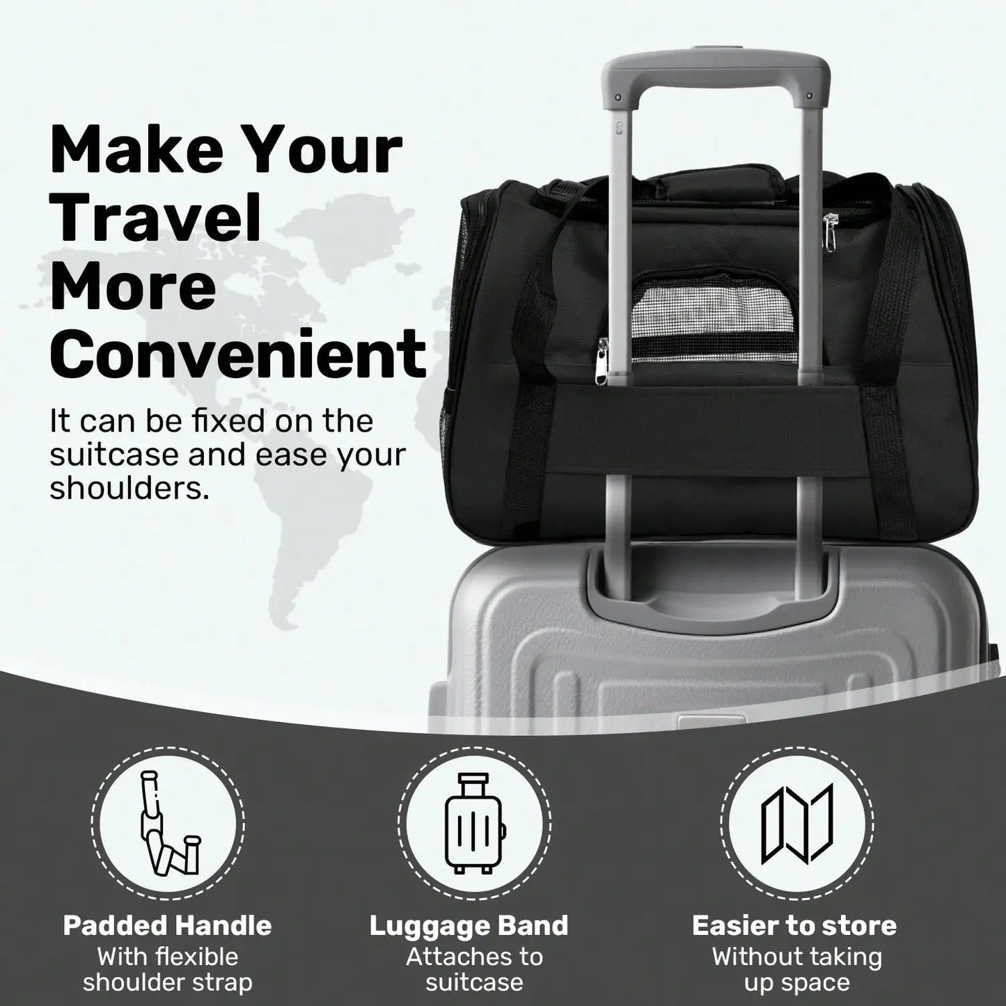 Breathable Pet Carrier Bag Airline Approved Foldable Pet Travel Carrier Secure Anti Escape Zipper Ventilated Spacious Collapsible Cat Dog Carrier Handbag With Shoulder Strap For Small Puppy Kitten Outdoor Car Travel