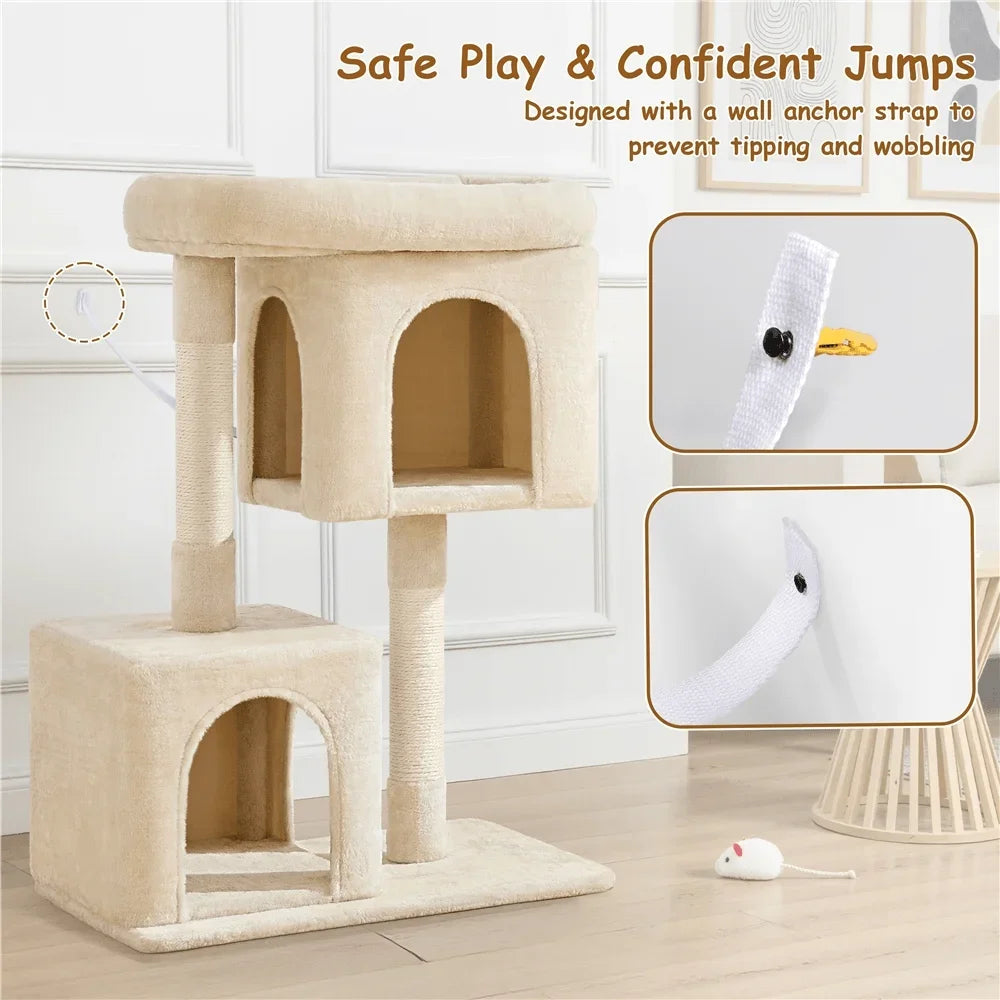 1PC Modern Cat Tree Cat Tower Cat House With Scratching Posts For Small Medium Cats