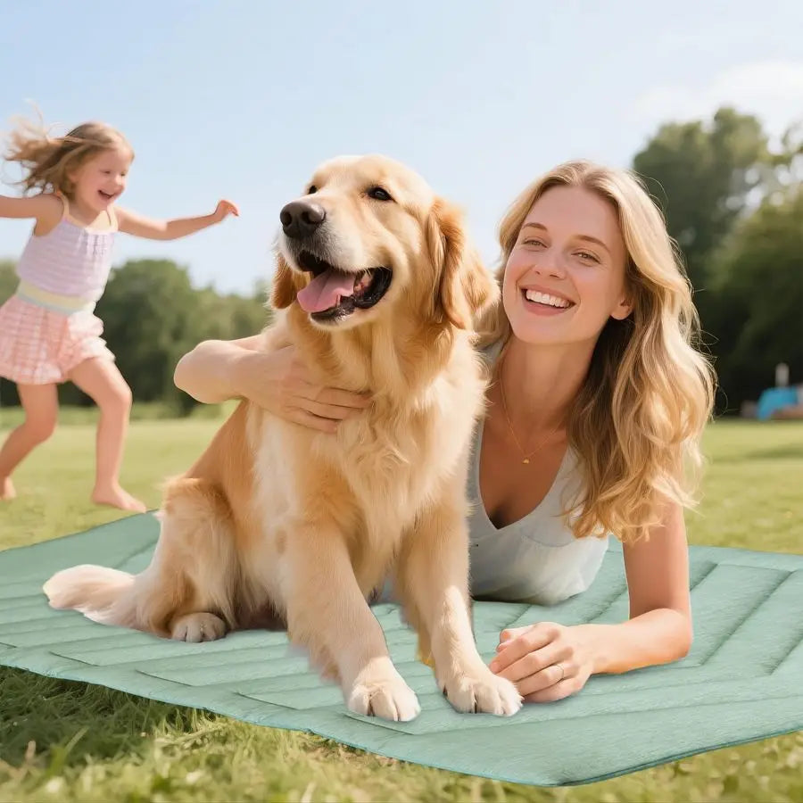 Mat for Dogs Ice Green, 150x102cm No Gel, Cool Fabric Top amp Velvet Back Giant Pet Blanket, Washable, Pet Cooling Mat Available