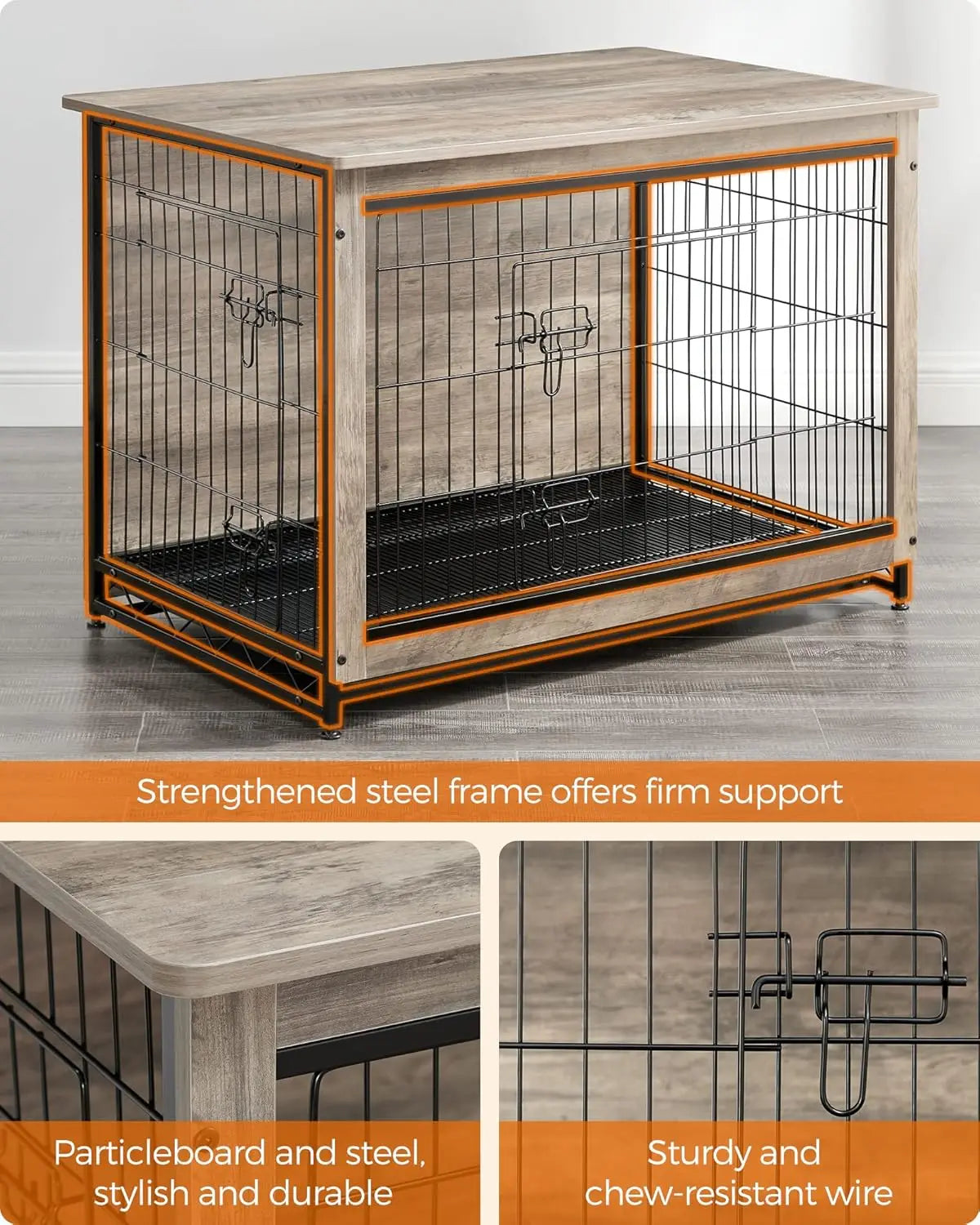 38.6" Dog Crate Furniture, Indoor Dog Cage Side End Table, XL Pet Wood Kennel for Large and Medium Dogs up to 70 lb, Customized