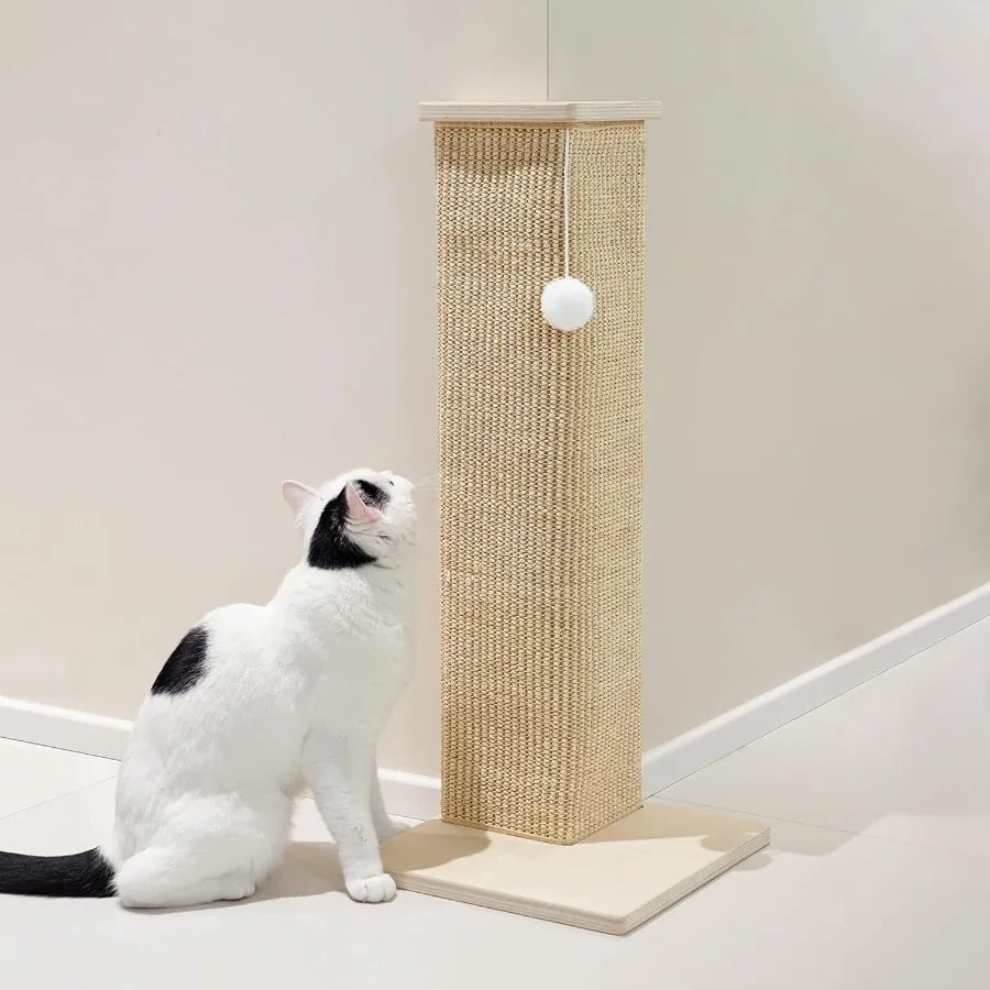 28'' Corner Cat Scratcher for Sofa and Wall Furniture Protection with Sisal Scratch Pad and Toy Ball Ideal Indoor Cat Scratchin