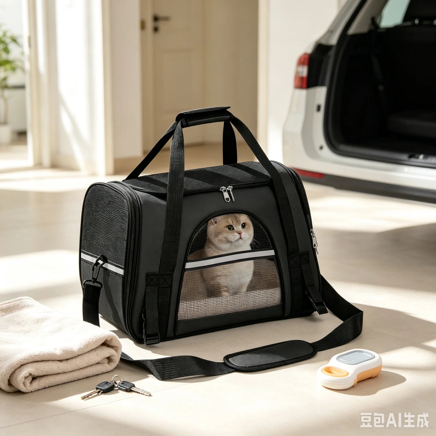 Breathable Pet Carrier Bag Airline Approved Foldable Pet Travel Carrier Secure Anti Escape Zipper Ventilated Spacious Collapsible Cat Dog Carrier Handbag With Shoulder Strap For Small Puppy Kitten Outdoor Car Travel
