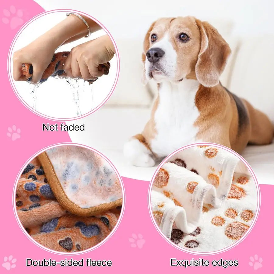 18 Pcs Fleece Pet Blanket Soft Warm Sleep Mat Fluffy Cute Puppy Supplies Paw Bone Star Elephant Dot Heart Print Design Bed Blank