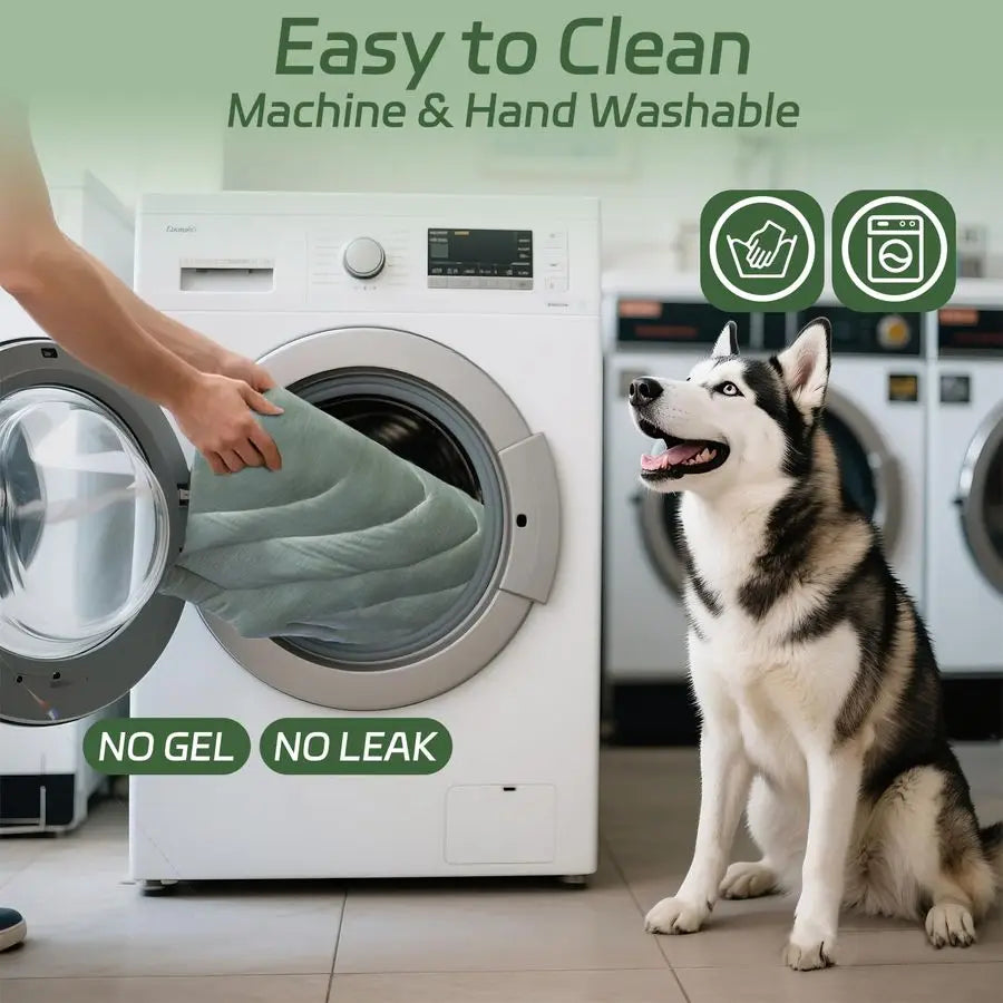 Mat for Dogs Ice Green, 150x102cm No Gel, Cool Fabric Top amp Velvet Back Giant Pet Blanket, Washable, Pet Cooling Mat Available