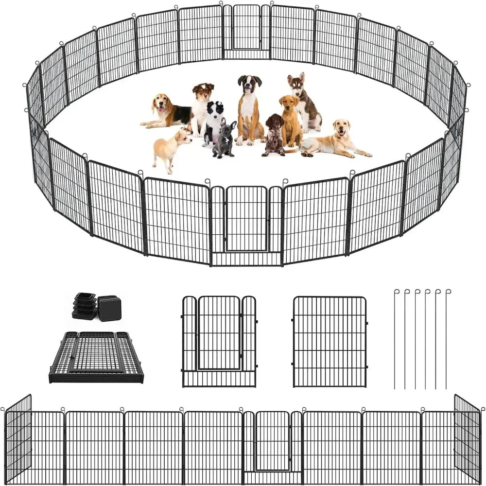 Dog Playpen Outdoor Dog Fence for Yard,  Pens Outside Anti-Rust Pet Playpen Exercise Pen with Lock for Large