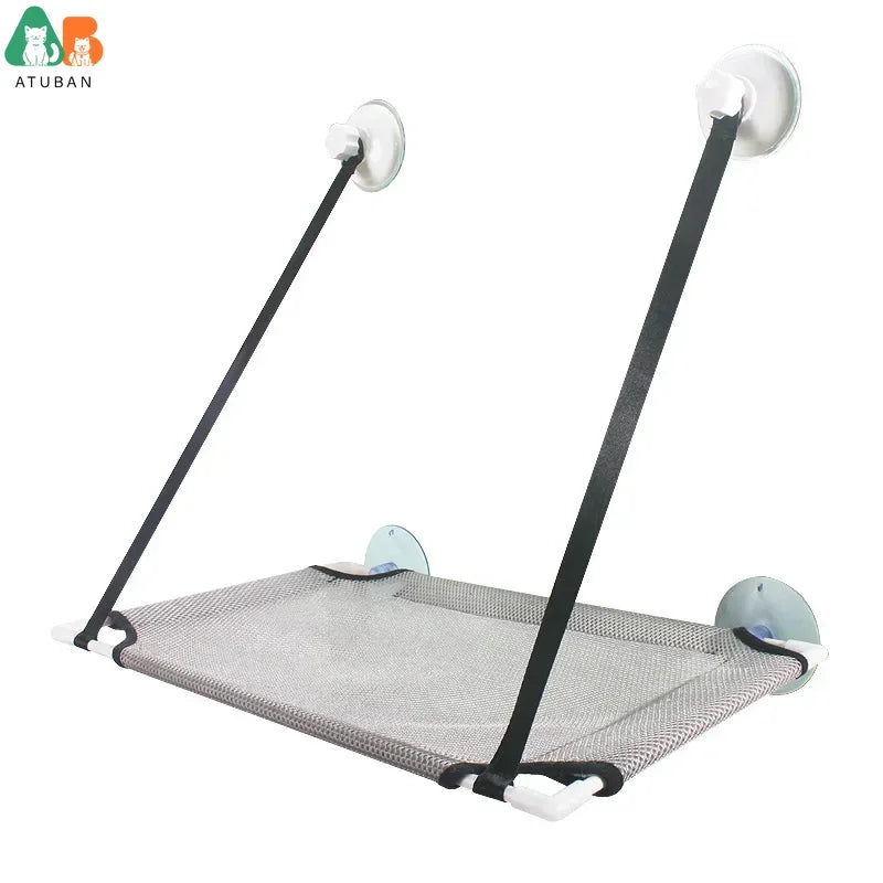 ATUBAN Cat Window Perch, Stable Hammock Holds up to 55 LBS & 360° Sunbath with 2 Screw Suction Cups & Easy to Assemble for Cats