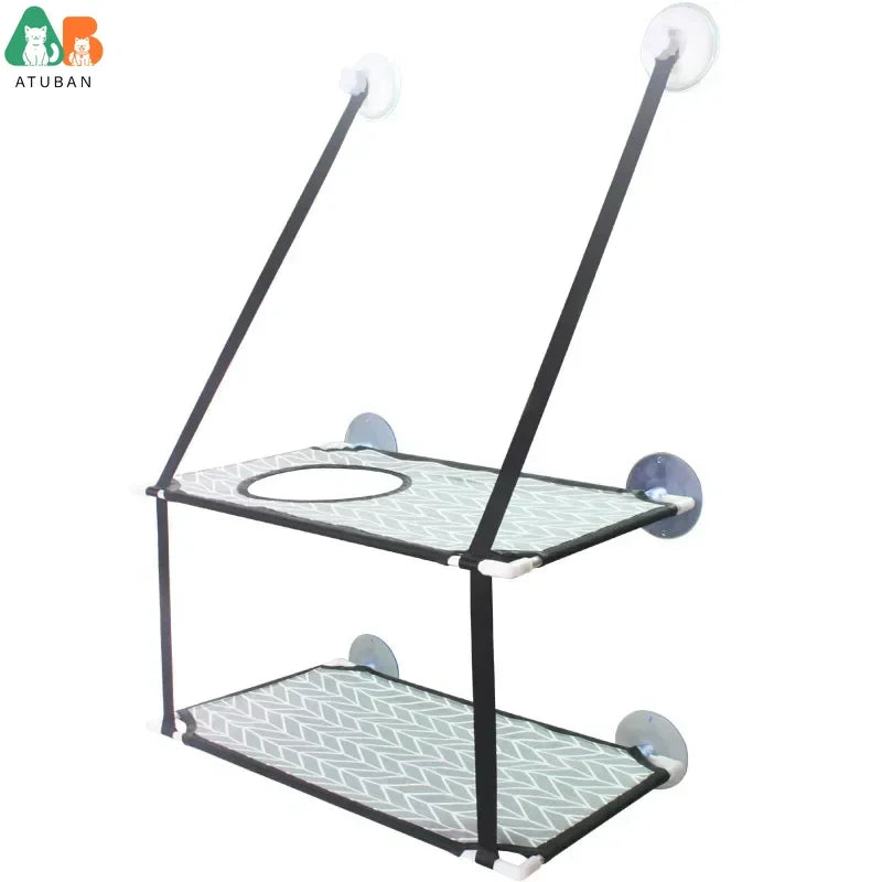 ATUBAN Cat Window Perch, Stable Hammock Holds up to 55 LBS & 360° Sunbath with 2 Screw Suction Cups & Easy to Assemble for Cats