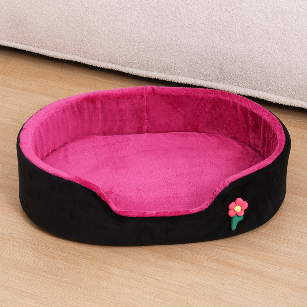Round Medium Dog Basket Soft Detachable Winter Warm Small Dog Bed Elastic Dog Cushion House Cat Bed Kennel Accessories