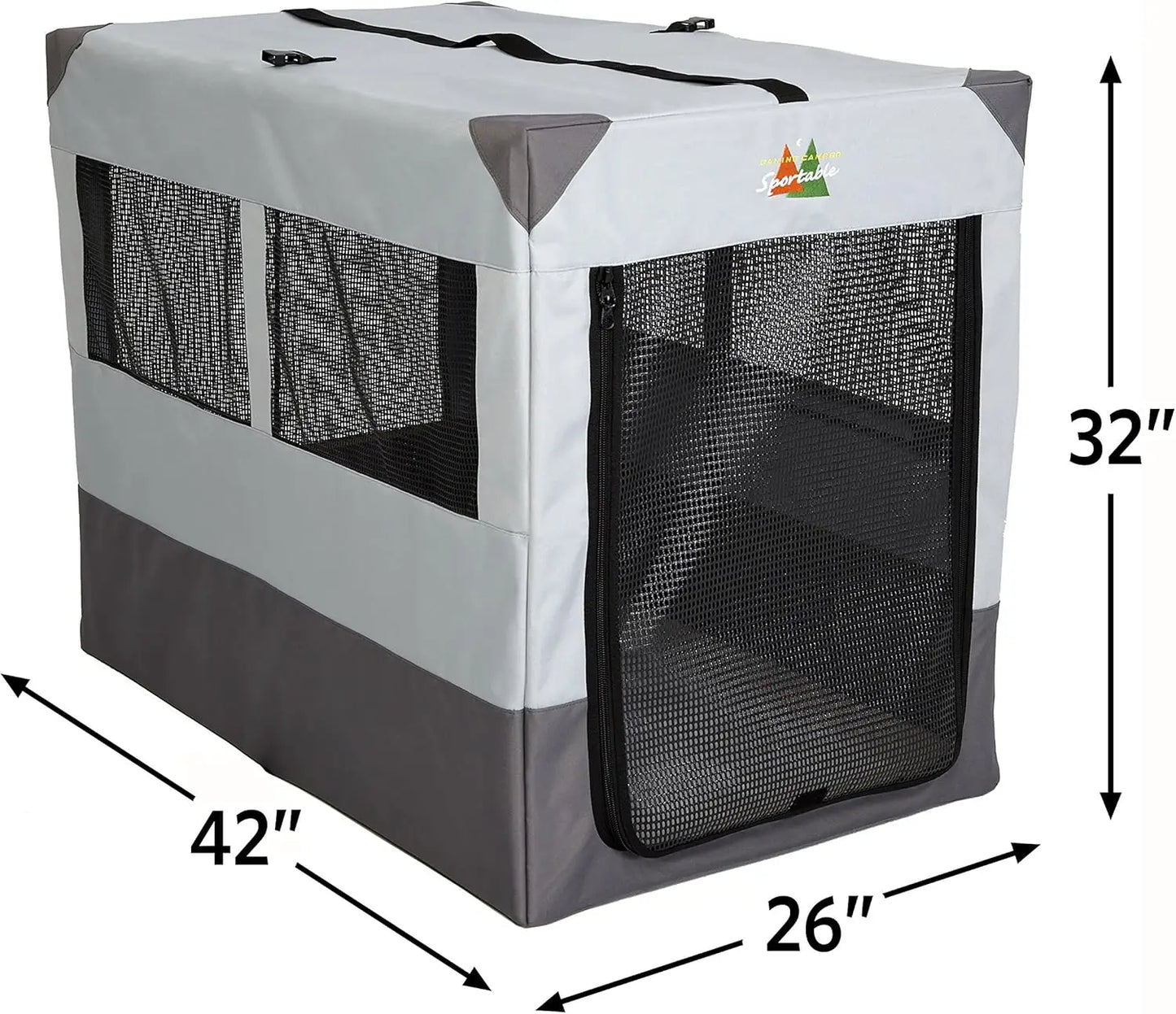 42-inch Portable Dog Tent Crate, Soft-Sided with Folding Frame, Mesh Windows, Water-Resistant for Travel Comfort