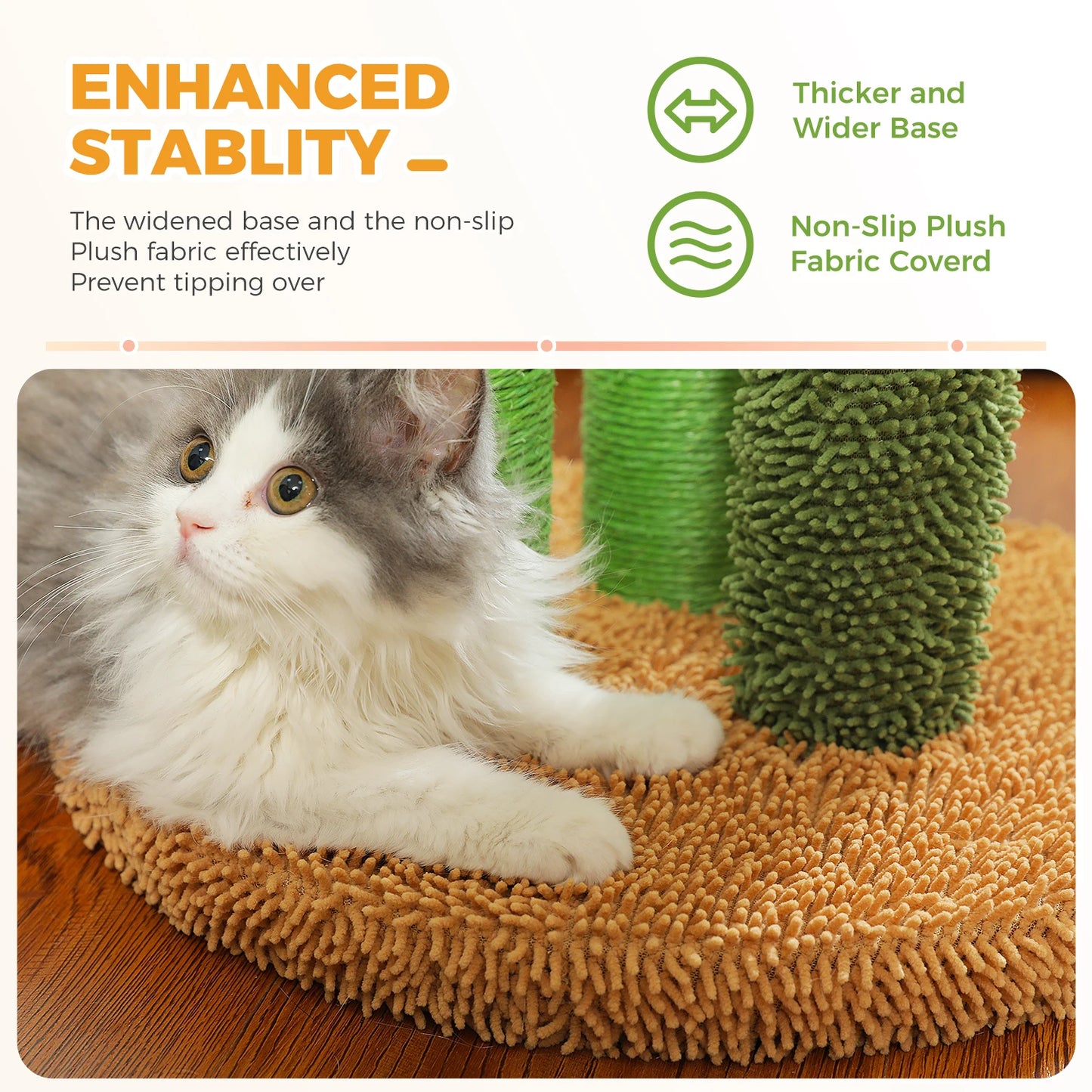 Cactus Cat Tree with Lagre Condo, Hammock, Dangling Ball, Small Cat Tower, Cat Scratching Post for Indoor, Cat Toys
