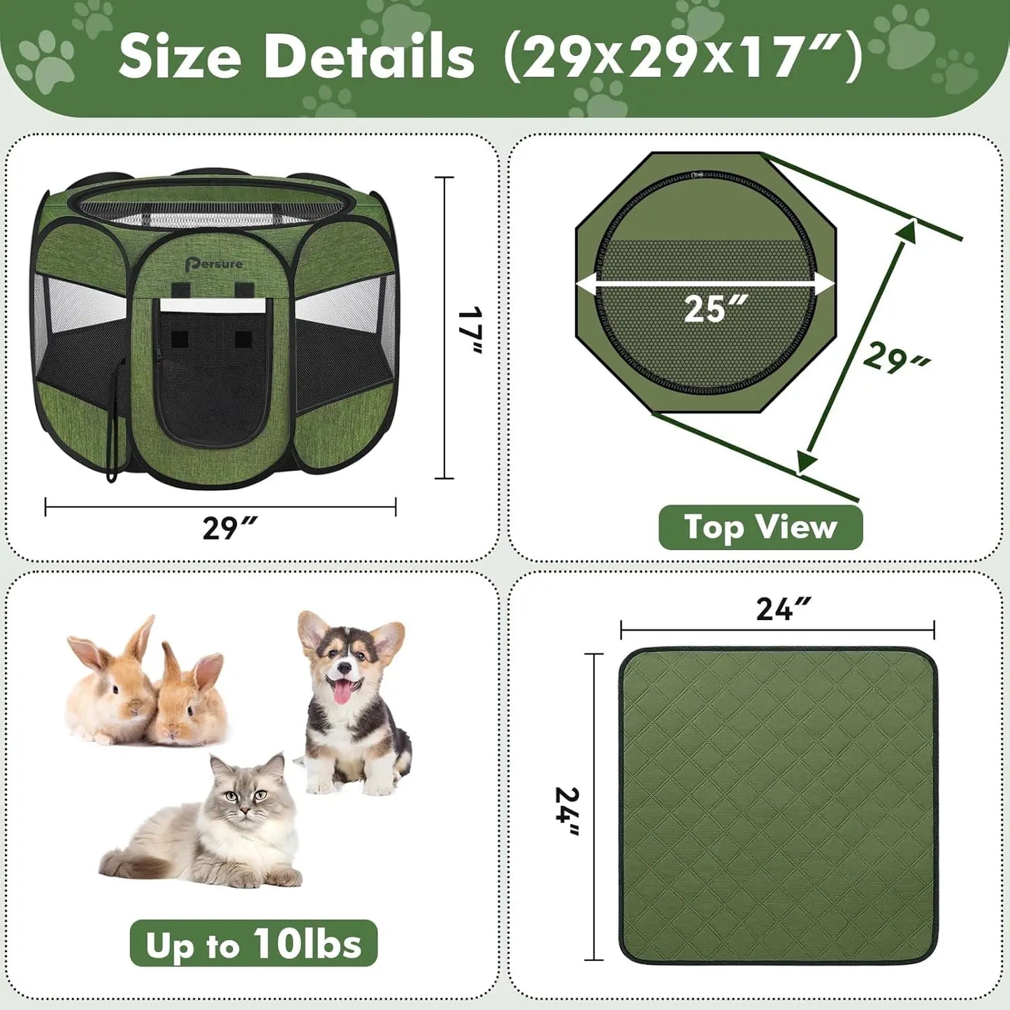 Dog Cat Playpen Indoor Outdoor for Puppy Pet Dogs Cat Recovery After Surgery, Dog Tent Crates Cage Indoor/Outdoor, Porta