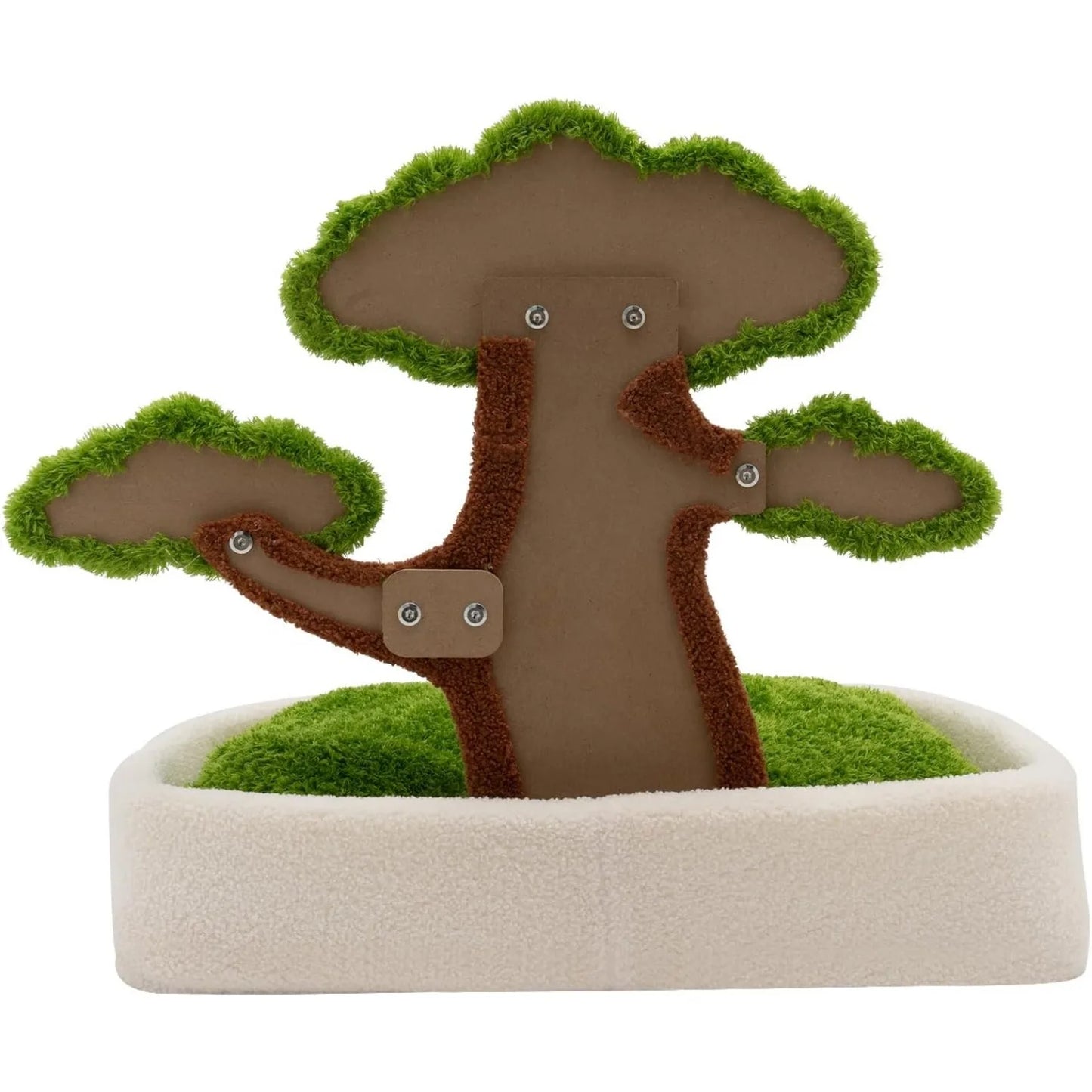 Luxury Cat House with Pine Tree Scratching Post, 24.8" Plush Velvet Bed & Sisal Scratcher for Indoor Cats, Includes Dangling Toy