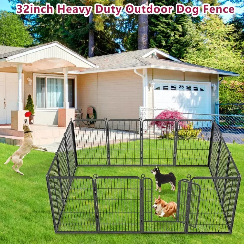 Dog Playpen Outdoor Dog Fence for Yard,  Pens Outside Anti-Rust Pet Playpen Exercise Pen with Lock for Large