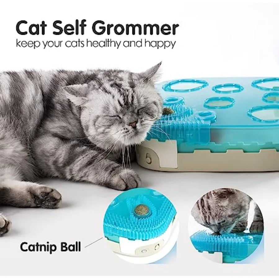 7-in-1 Interactive Cat Toy Motion Activated Indoor Playset with Rechargeable Automatic Pop Bounce Cat Ball Feather Palm Tree Wa