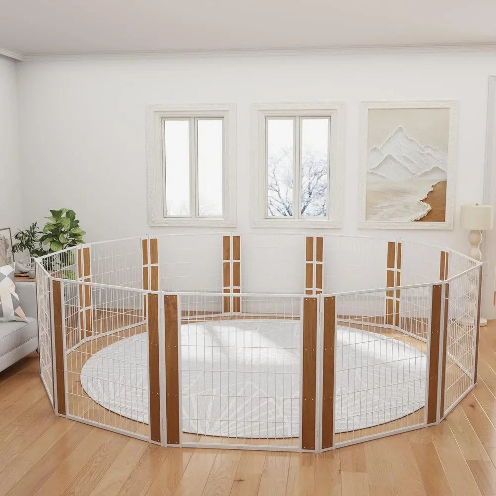 Heavy Duty Dog Playpen Indoor Outdoor Pet Fence Enclosure for Medium and Small Dogs - Foldable Puppy Exercise