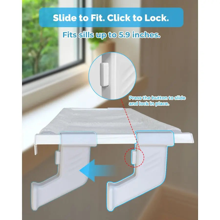 Window Sill Perch AllMetal Frame Supports up to 120 lbs Durable, EasytoAssemble Cat Hammock for Large and Multiple Cats XL 1PC