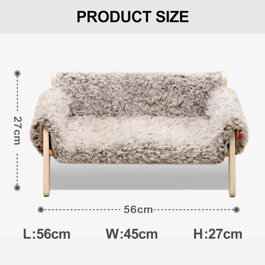 Mewoofun Large Cat Bed Brown-grey Kitten Bed Soft Cat Couch with Removable Cover Hold up 15kg 56x45cm for Indoor Cats