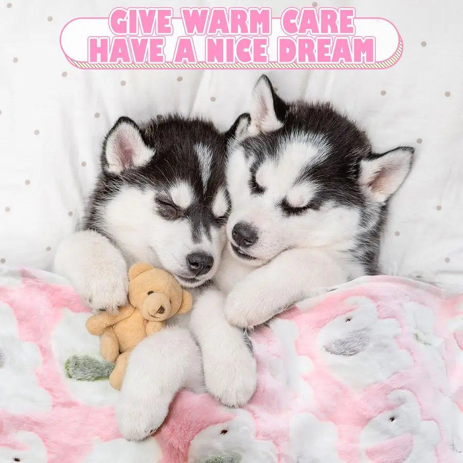 18 Pcs Fleece Pet Blanket Soft Warm Sleep Mat Fluffy Cute Puppy Supplies Paw Bone Star Elephant Dot Heart Print Design Bed Blank