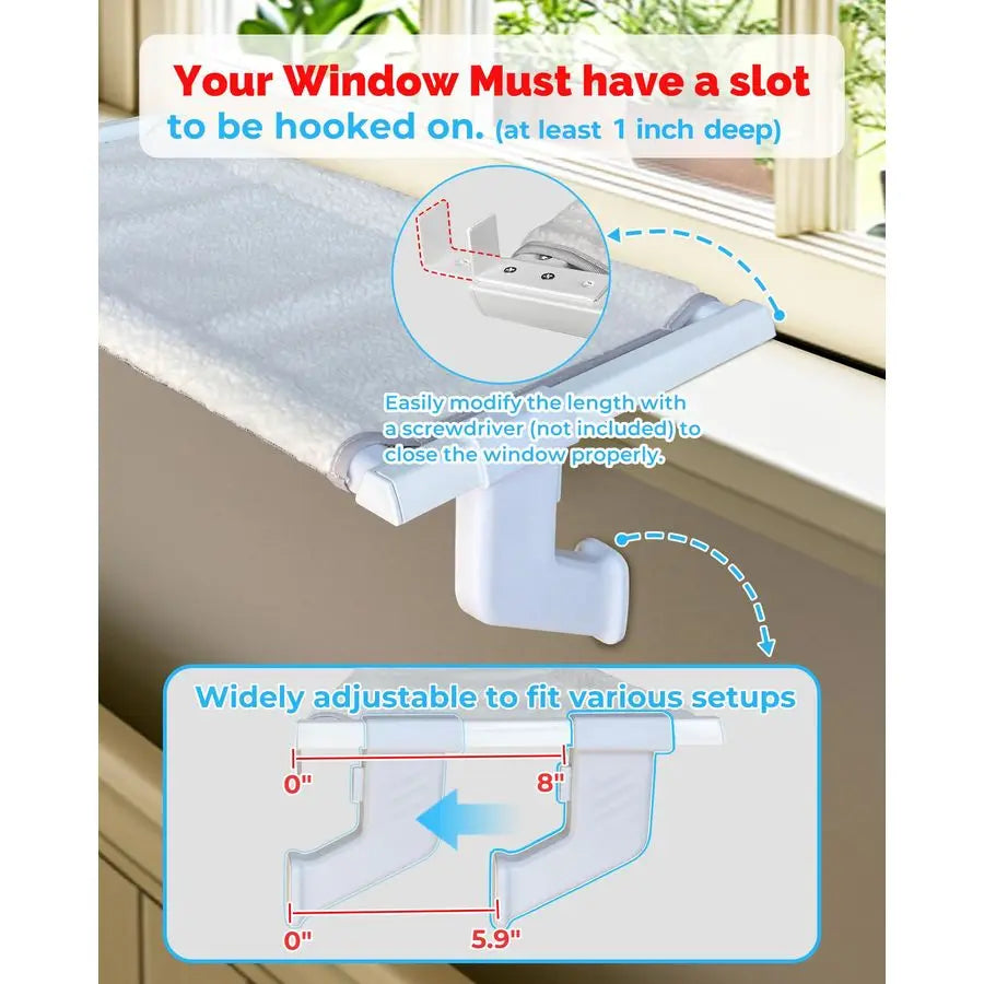 Window Sill Perch AllMetal Frame Supports up to 120 lbs Durable, EasytoAssemble Cat Hammock for Large and Multiple Cats XL 1PC