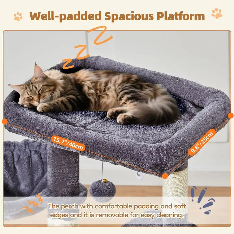 Taoqimiao Cat Tree,38.5Inch Cat Tower for Indoor Cats,Suitable for Kittens with Luxurious cat condo with Adjustable Baskets and