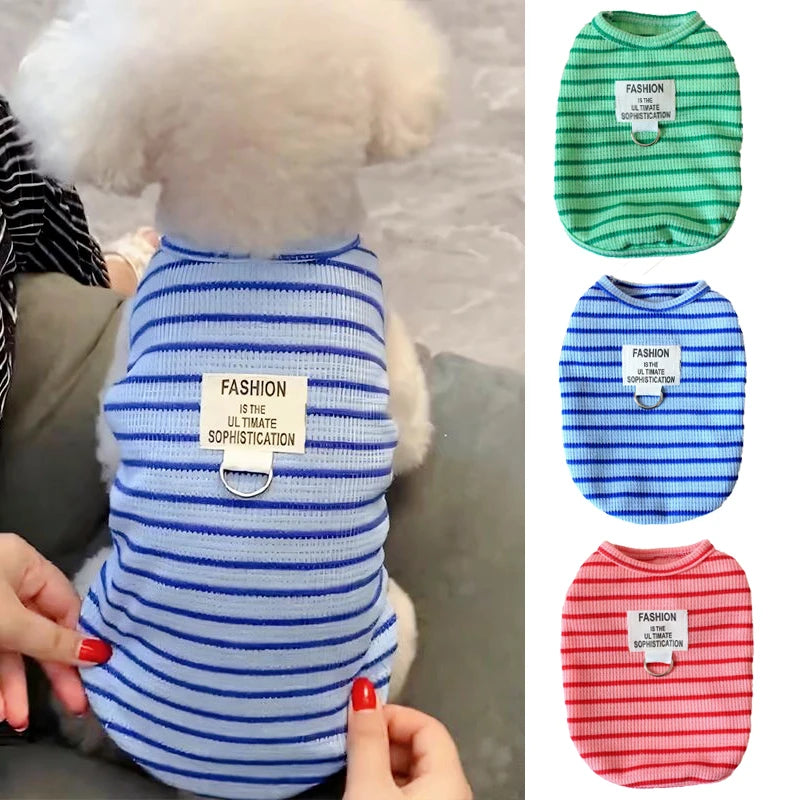 Summer Pet Vest Fashion Simple Striped Dog Shirt Chihuahua Yorkshire Thin Soft Vest Puppy Cat Vest Costume Dog Clothing
