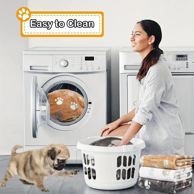 3PCS Soft Flannel Fleece Cat Dog Blanket Bed Mats Paw Foot Print Warm Pet Blanket Sleeping Beds Cover Mat For Pets Supplies