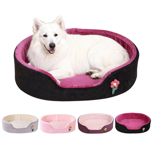Round Medium Dog Basket Soft Detachable Winter Warm Small Dog Bed Elastic Dog Cushion House Cat Bed Kennel Accessories
