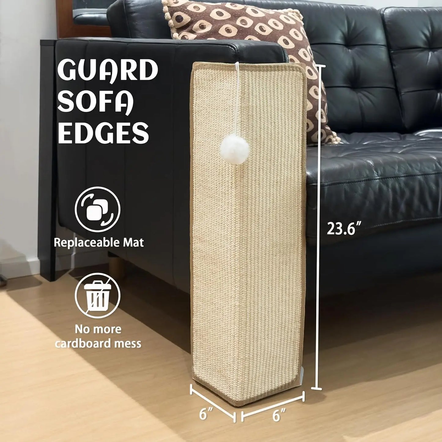 L-Shape Cat Scratcher with Sisal, Vertical Scratch Pad for Indoor Cats, Furniture Protector with Catnip